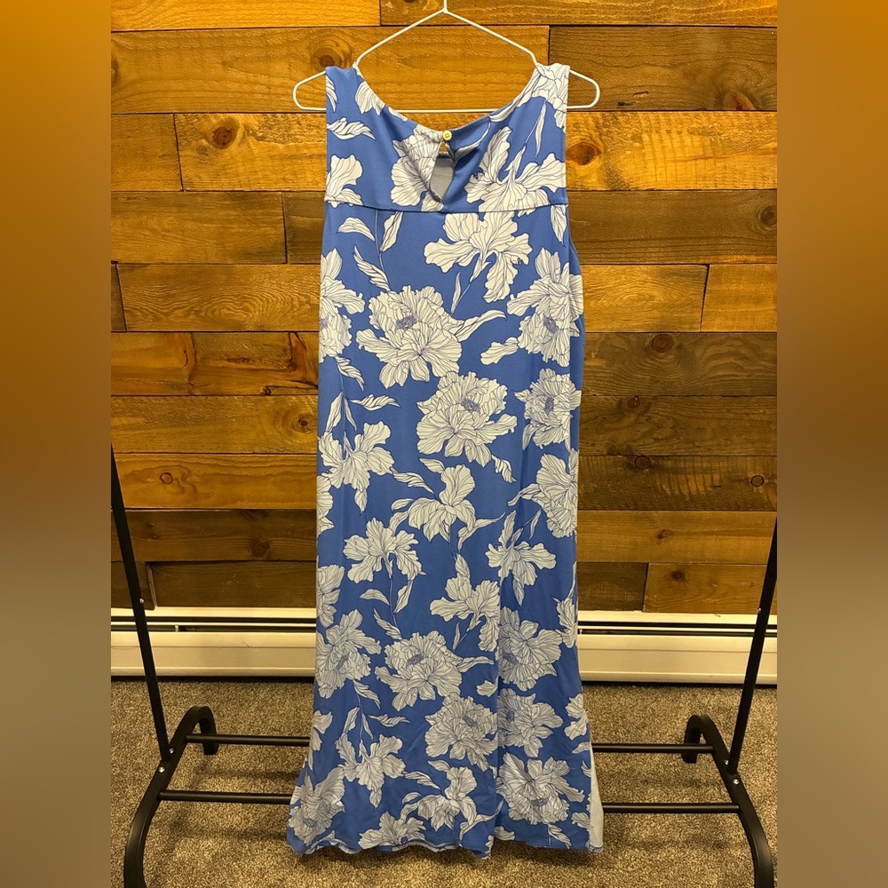 J. Jill Blue and White Floral Maxi Dress